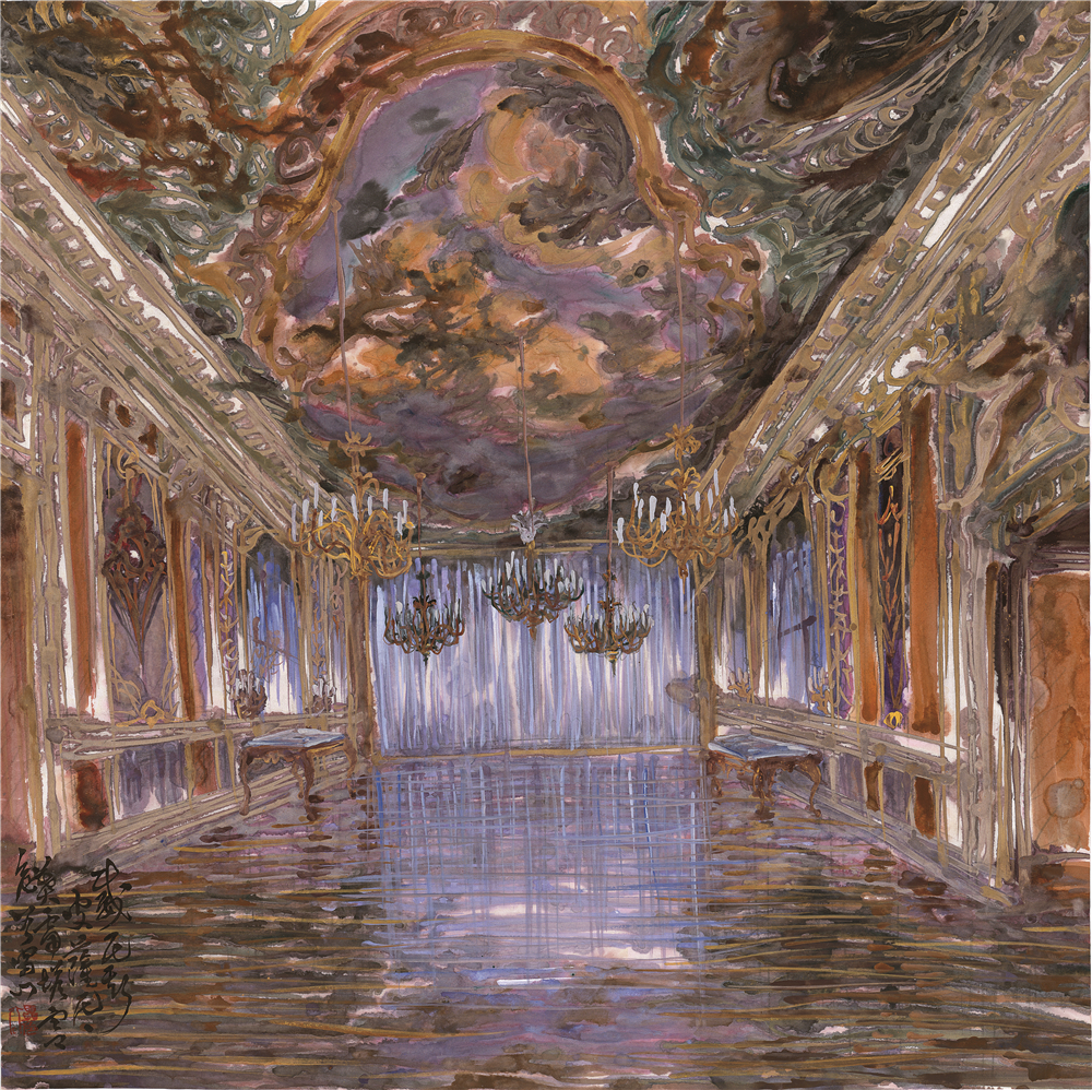 威尼斯的皮萨妮·莫雷塔宫，纸本彩墨，69x69cm,2016,聂危谷.jpg
