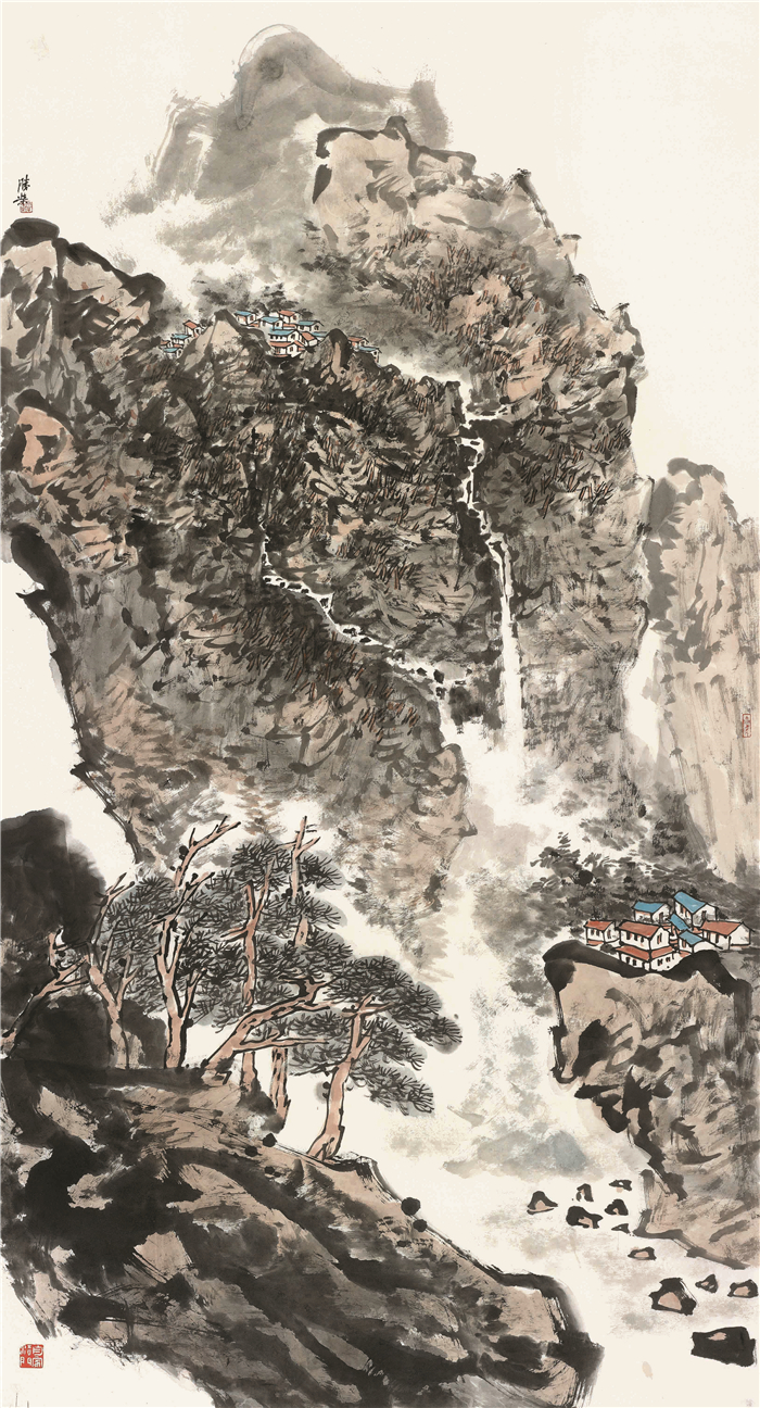 美术  周胜荣  山中新居  中国画  178cm×96cm  无锡  254234.jpg